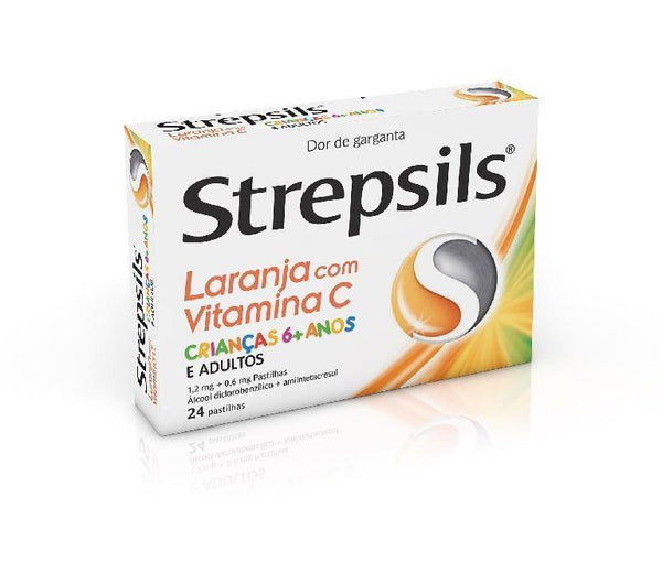 Strepsils Laranja com Vitamina C, 1,2/0,6 mg x 24 pst - Farmácia Saldanha
