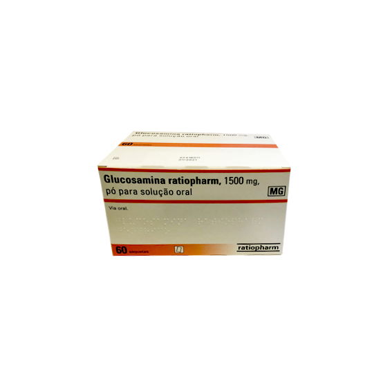 Glucosamina Ratiopharm MG, 1500 mg x 60 pó sol oral saq - Farmácia Saldanha