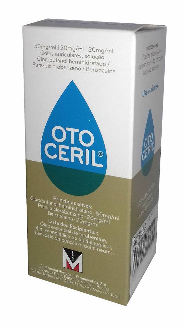 Otoceril , 50 mg/ml + 20 mg/ml + 20 mg/ml Frasco 10 ml Gta auric sol - Farmácia Saldanha